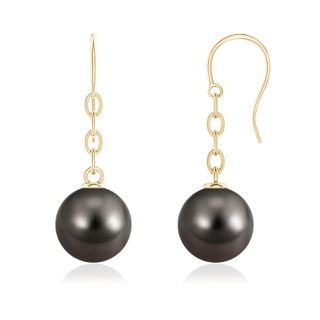 11mm AAA Solitaire Tahitian Pearl Drop Earrings in Yellow Gold