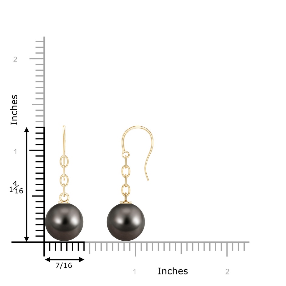 11mm AAA Solitaire Tahitian Pearl Drop Earrings in Yellow Gold product image