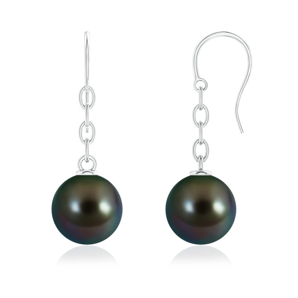 11mm AAAA Solitaire Tahitian Pearl Drop Earrings in 10K White Gold