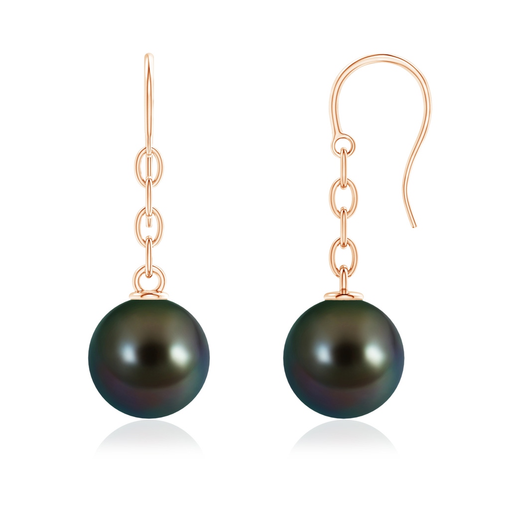 11mm AAAA Solitaire Tahitian Pearl Drop Earrings in Rose Gold