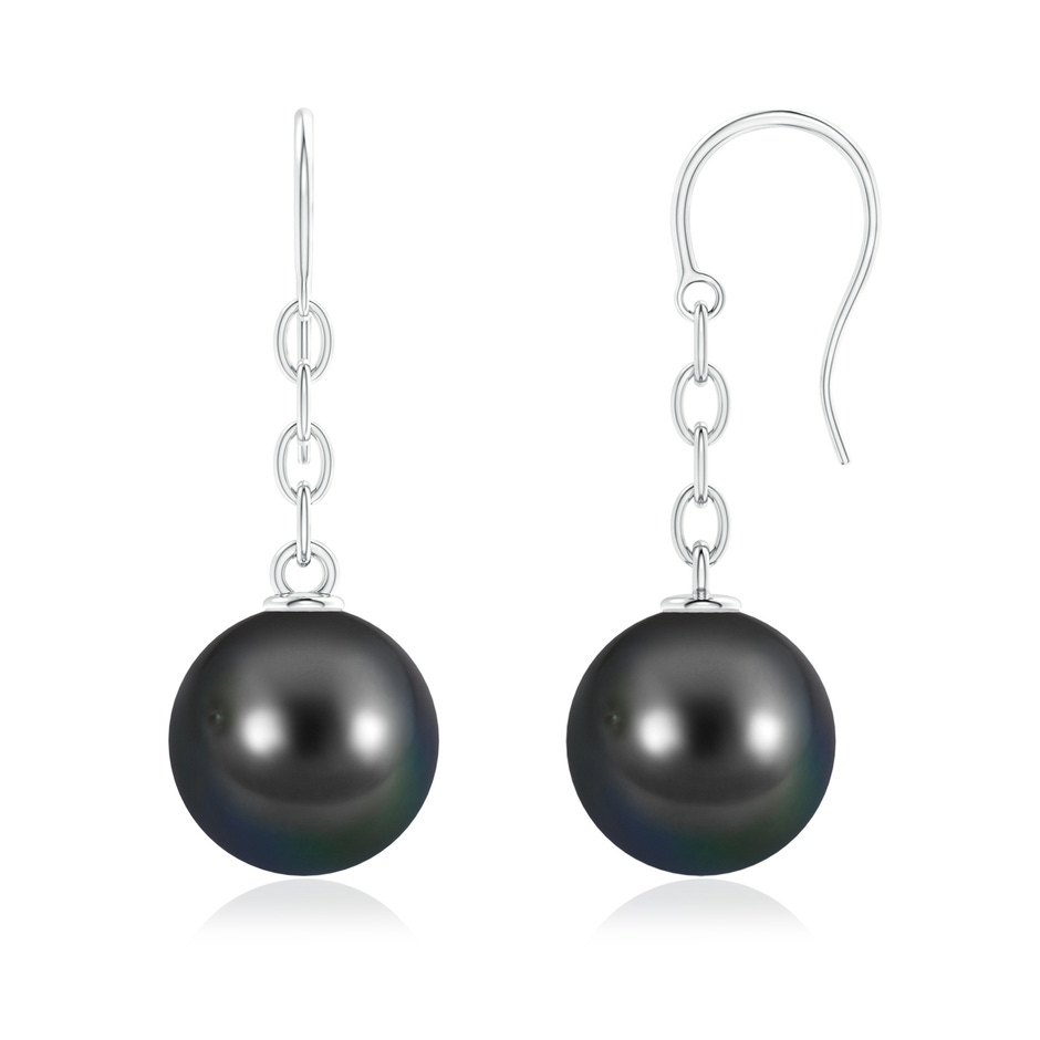 12mm AA Solitaire Tahitian Pearl Drop Earrings in White Gold 