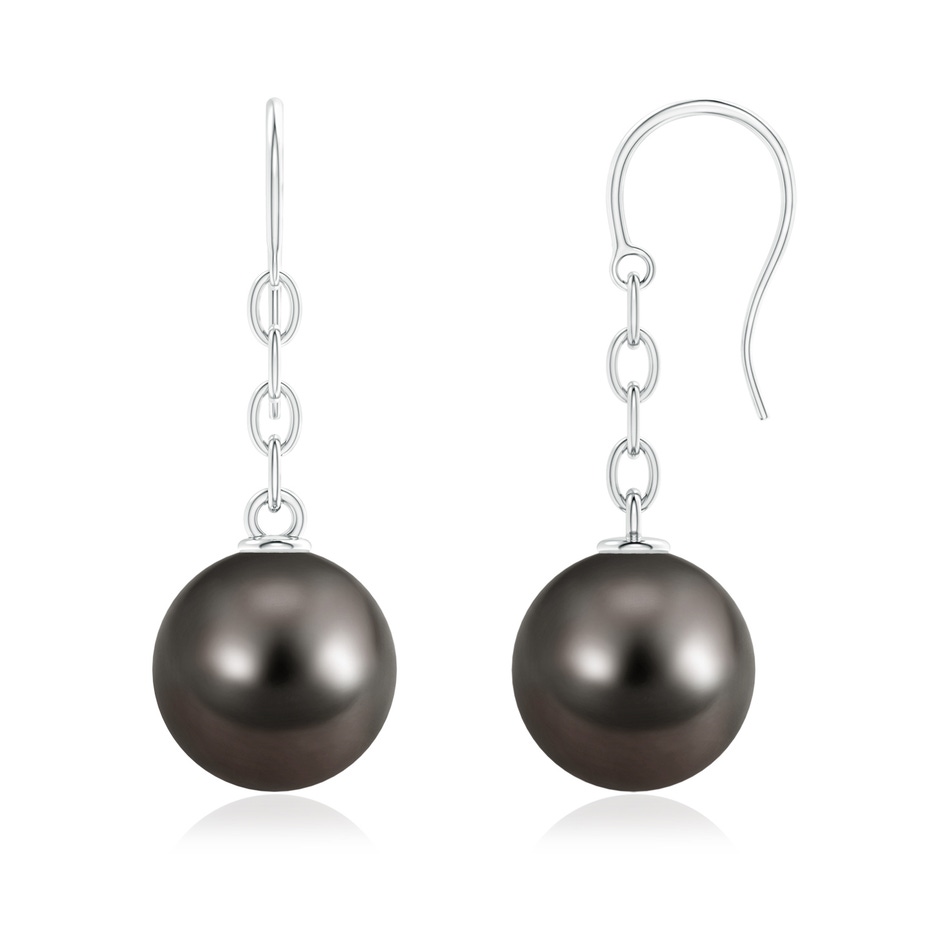12mm AAA Solitaire Tahitian Pearl Drop Earrings in White Gold 