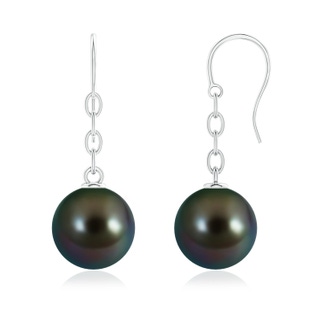 12mm AAAA Solitaire Tahitian Pearl Drop Earrings in White Gold