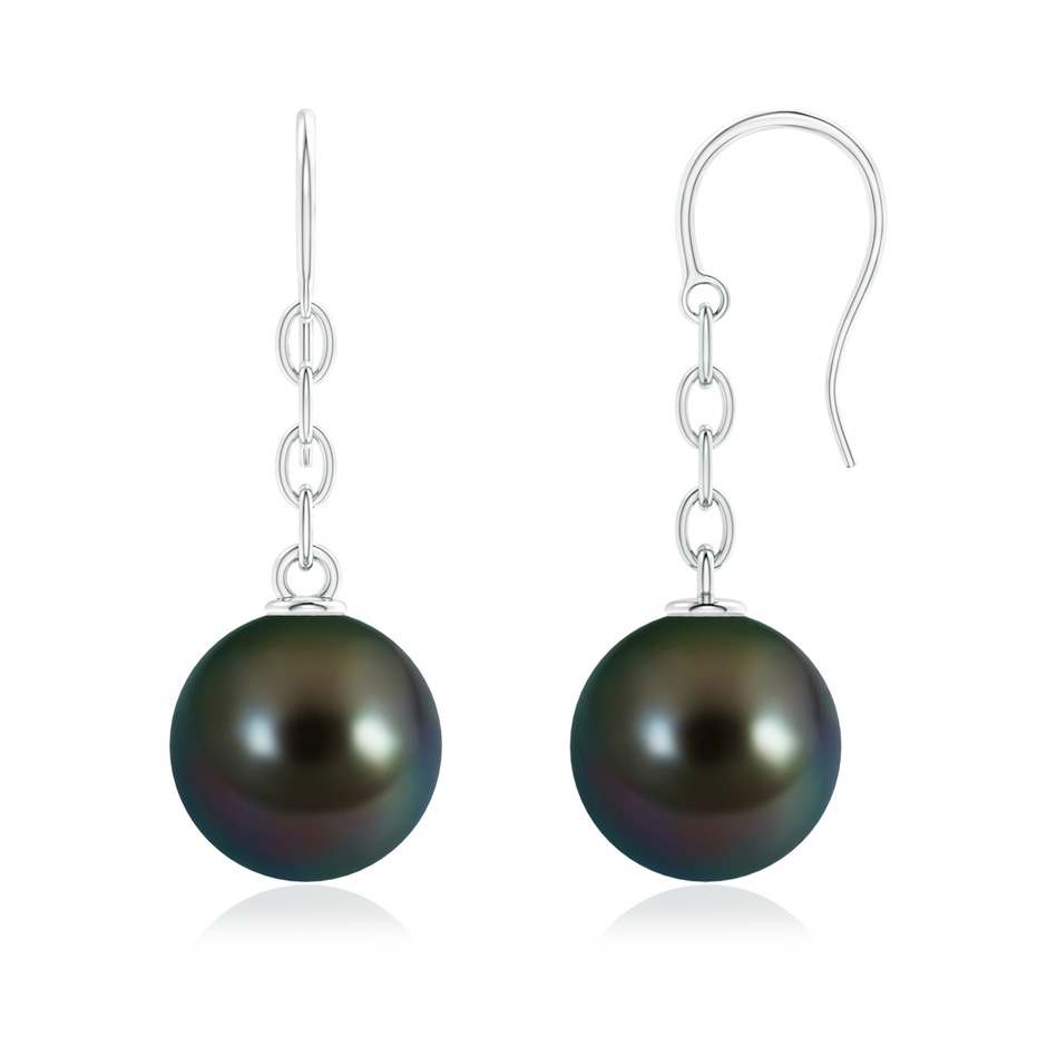12mm AAAA Solitaire Tahitian Pearl Drop Earrings in White Gold 