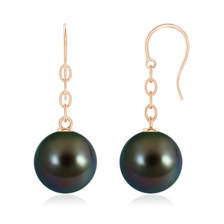 13mm AAAA Solitaire Tahitian Pearl Drop Earrings in Rose Gold