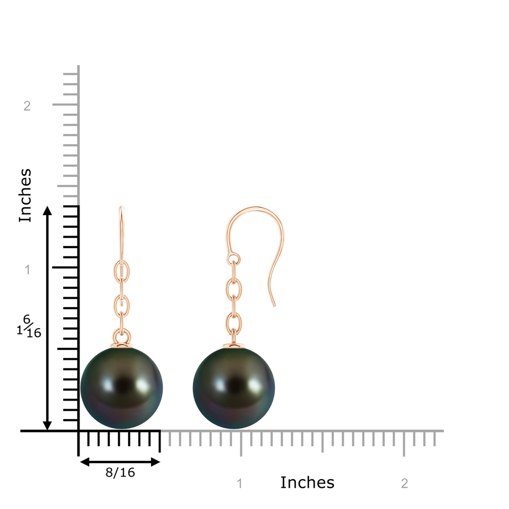 13mm AAAA Solitaire Tahitian Pearl Drop Earrings in Rose Gold Product Image