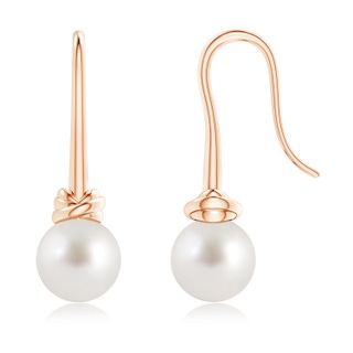 9mm AAA Fish Hook South Sea Pearl Drop Earrings in Rose Gold