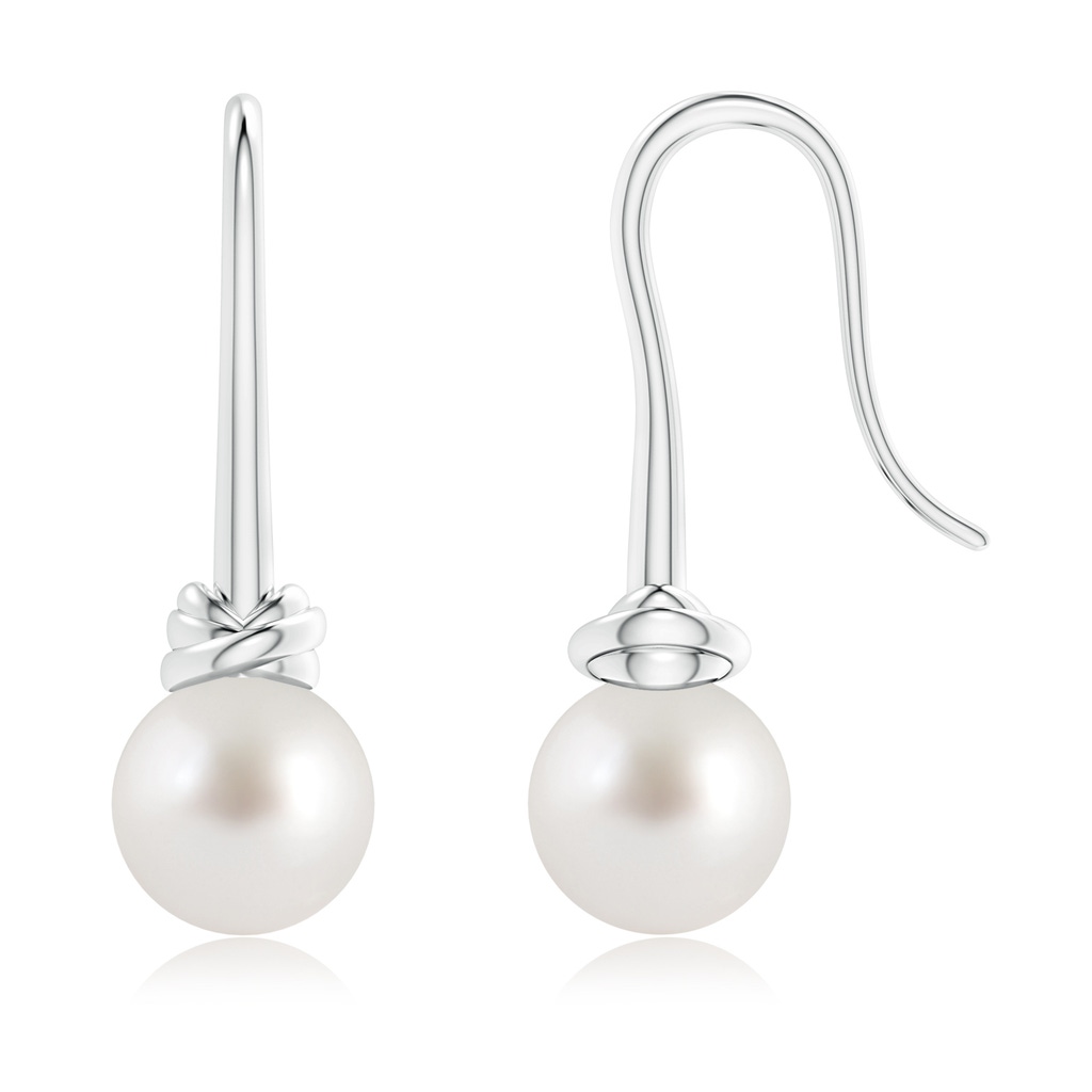 9mm AAA Fish Hook South Sea Pearl Drop Earrings in White Gold