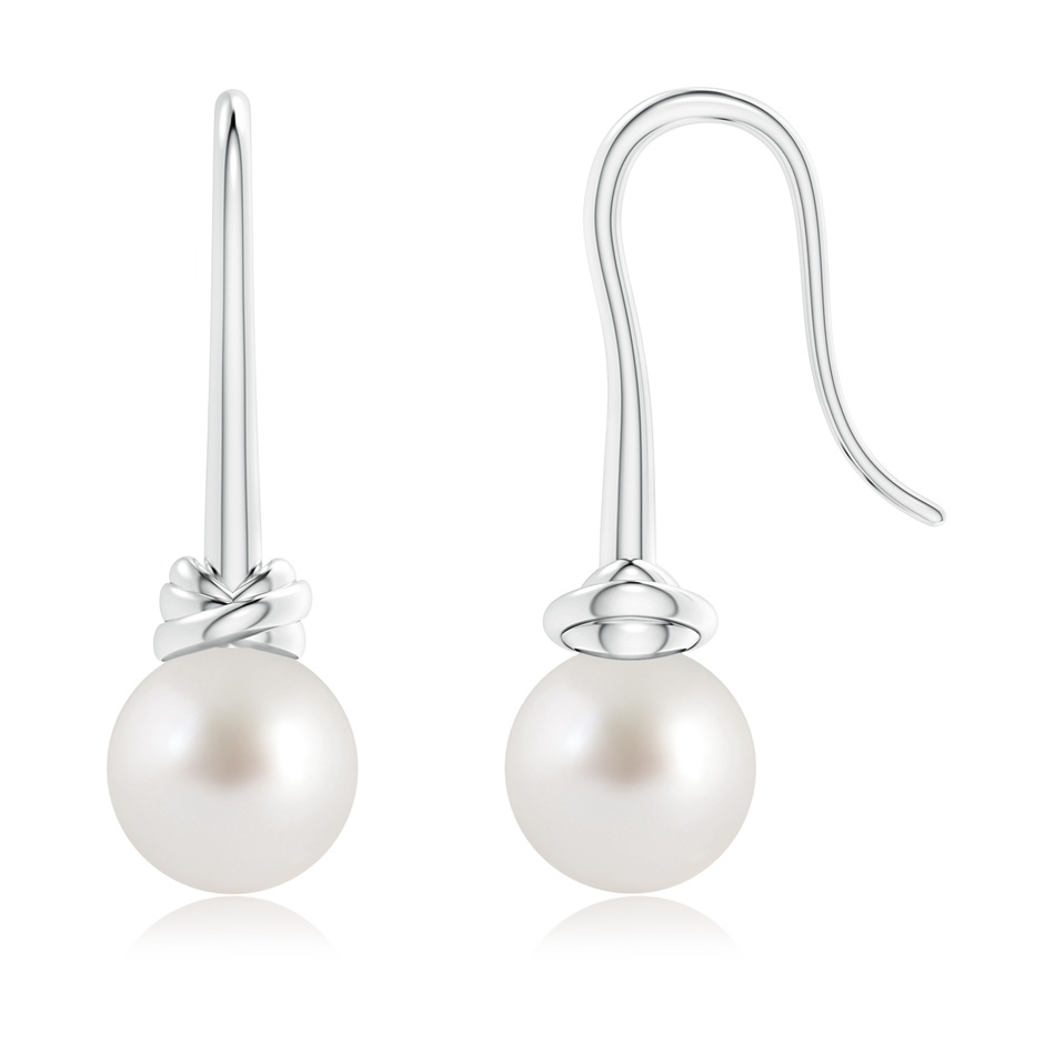 9mm AAA Fish Hook South Sea Pearl Drop Earrings in White Gold 