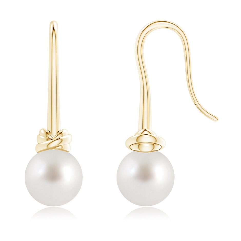 9mm AAA Fish Hook South Sea Pearl Drop Earrings in Yellow Gold 