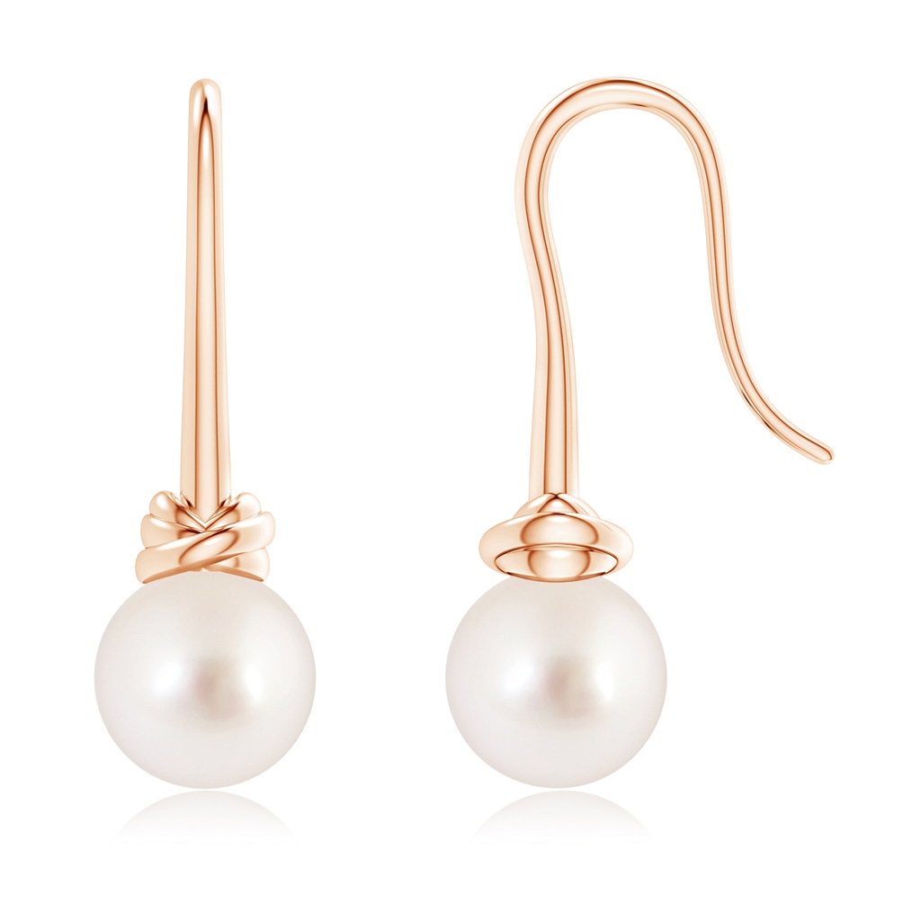 9mm AAAA Fish Hook South Sea Pearl Drop Earrings in Rose Gold