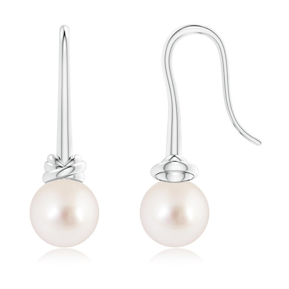 9mm AAAA Fish Hook South Sea Pearl Drop Earrings in White Gold 