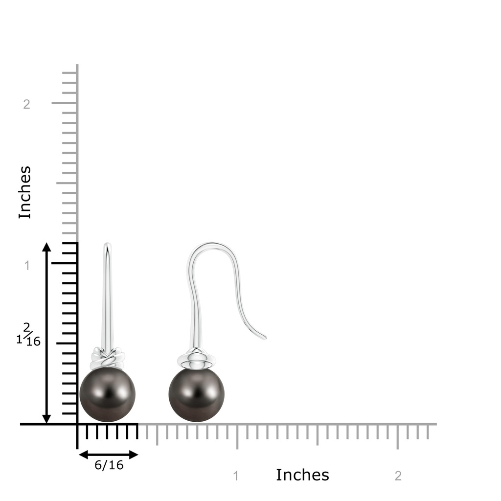 9mm AAA Fish Hook Tahitian Pearl Drop Earrings in White Gold Product Image