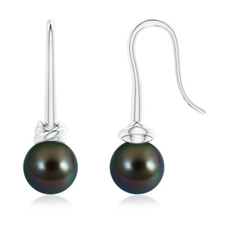 9mm AAAA Fish Hook Tahitian Pearl Drop Earrings in S999 Silver