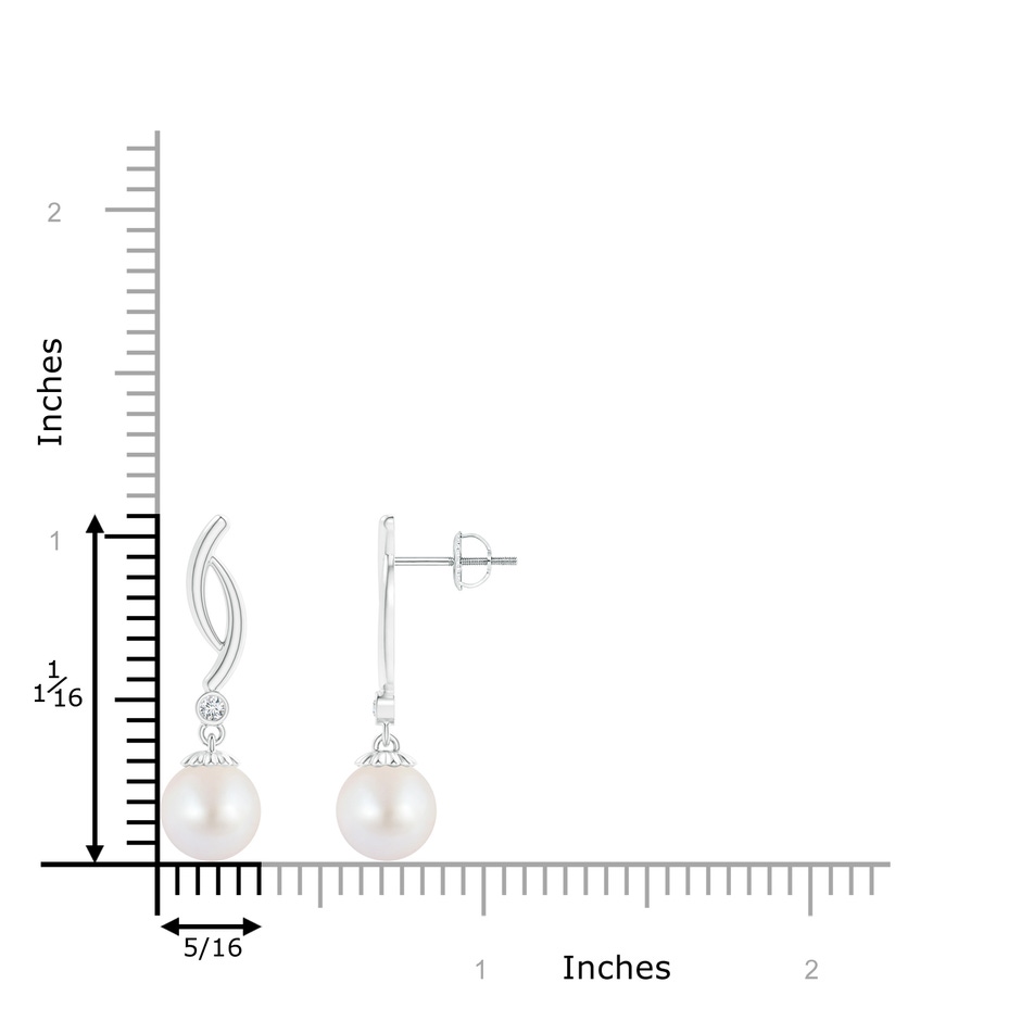 8mm AA Akoya Cultured Pearl Twist Drop Earrings with Diamonds in White Gold product image