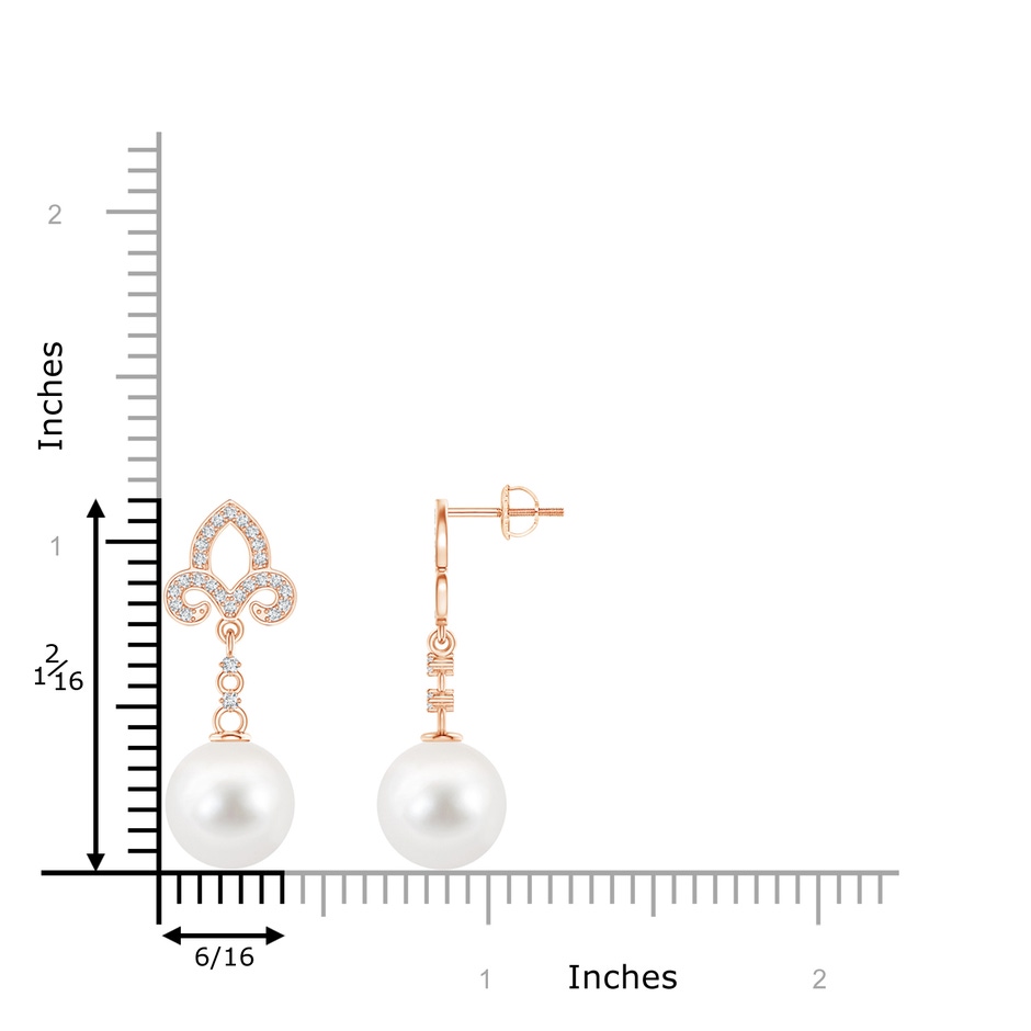 10mm AAA Freshwater Cultured Pearl Fleur De Lis Drop Earrings in Rose Gold product image