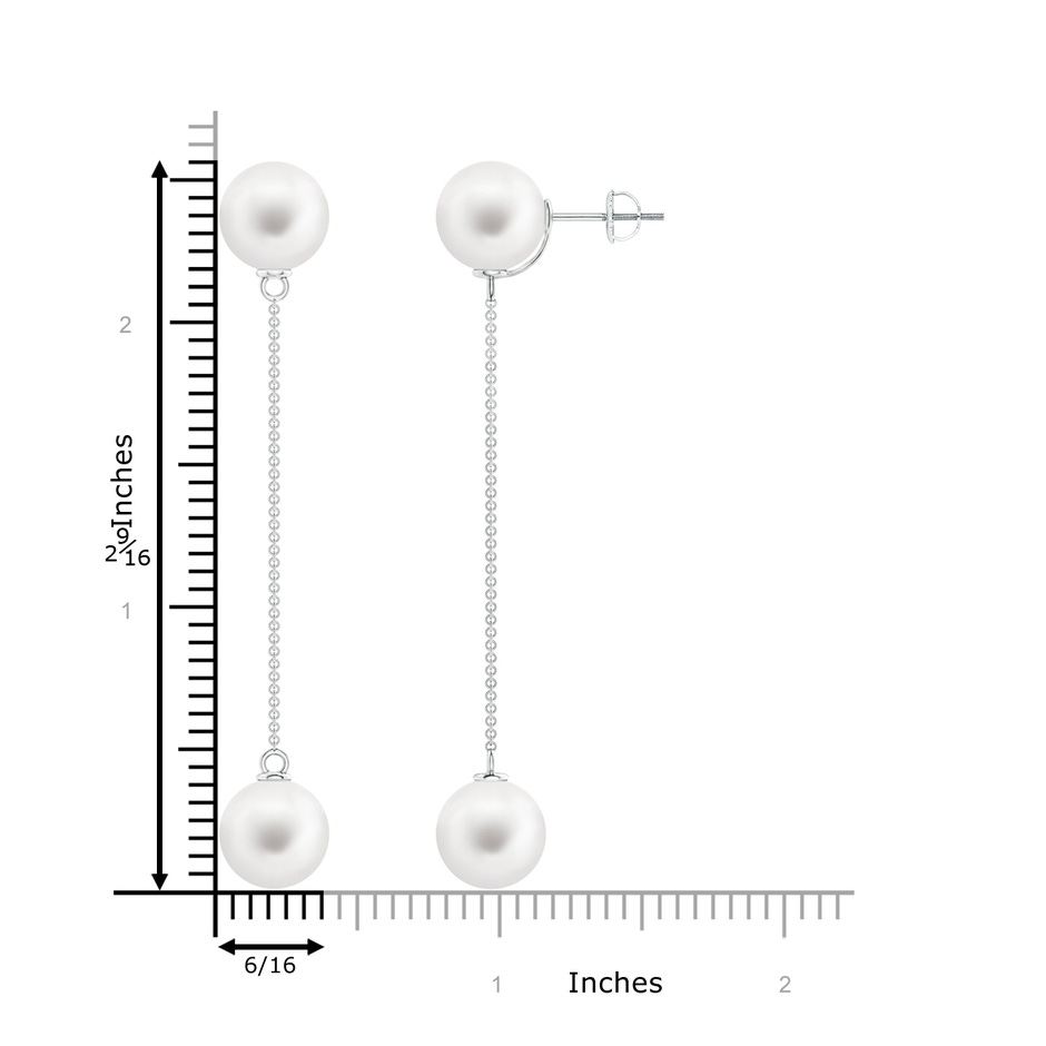 10mm AA Freshwater Cultured Pearl Long Chain Drop Earrings in White Gold product image