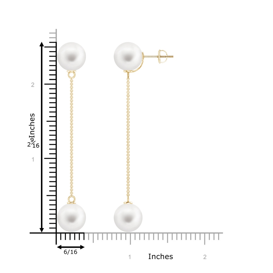 10mm AA Freshwater Cultured Pearl Long Chain Drop Earrings in Yellow Gold product image