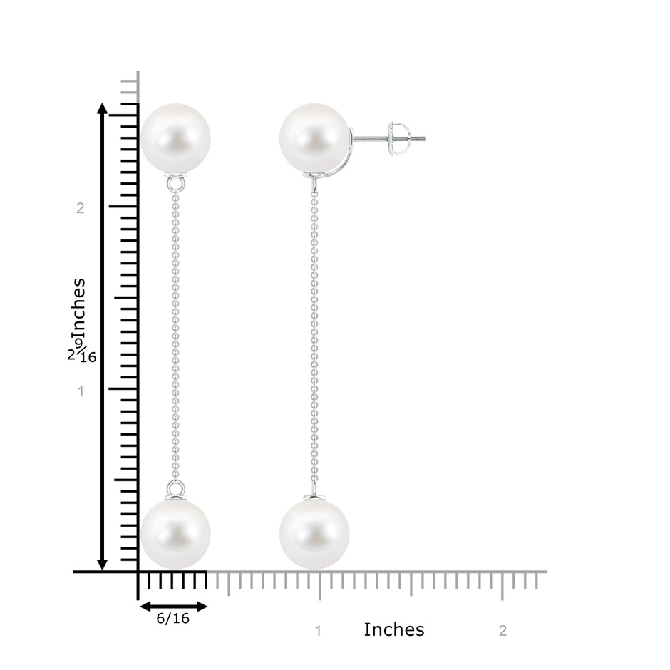 10mm AAA Freshwater Cultured Pearl Long Chain Drop Earrings in White Gold product image