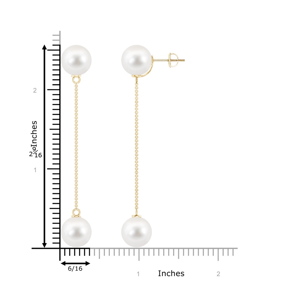 10mm AAA Freshwater Cultured Pearl Long Chain Drop Earrings in Yellow Gold product image