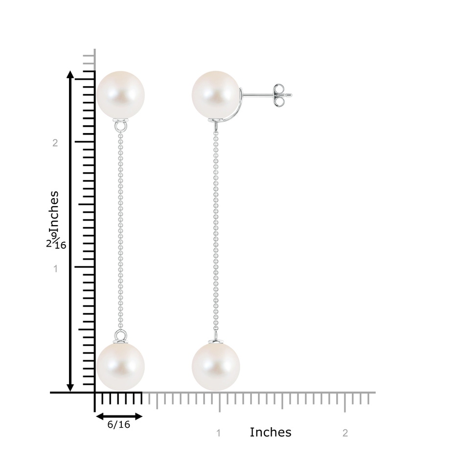 10mm AAAA Freshwater Cultured Pearl Long Chain Drop Earrings in S999 Silver product image