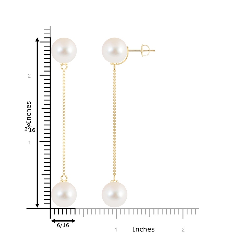 10mm AAAA Freshwater Cultured Pearl Long Chain Drop Earrings in Yellow Gold product image