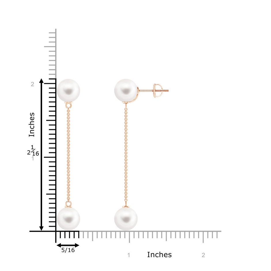 8mm AAA Freshwater Cultured Pearl Long Chain Drop Earrings in Rose Gold product image