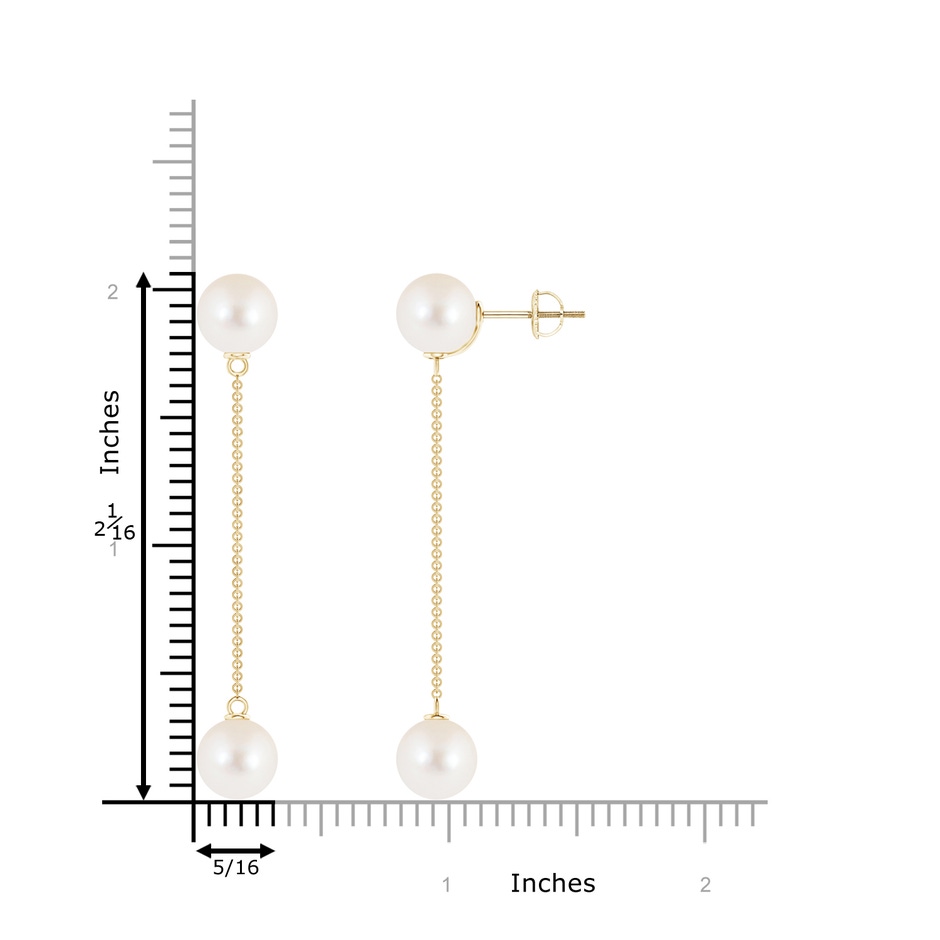 8mm AAAA Freshwater Cultured Pearl Long Chain Drop Earrings in Yellow Gold product image