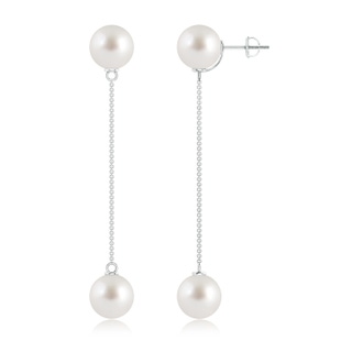 10mm AAA South Sea Cultured Pearl Long Chain Drop Earrings in White Gold