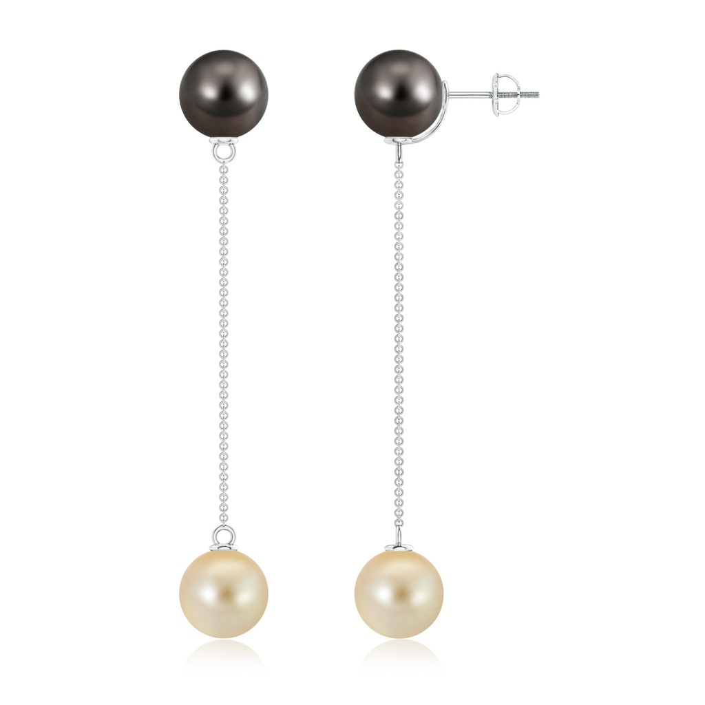 10mm AAA Tahitian & Golden South Sea Cultured Pearl Drop Earrings in White Gold