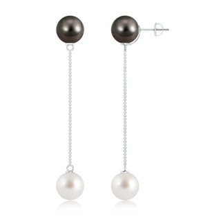 10mm AAA Tahitian & South Sea Cultured Pearl Long Chain Drop Earrings in White Gold