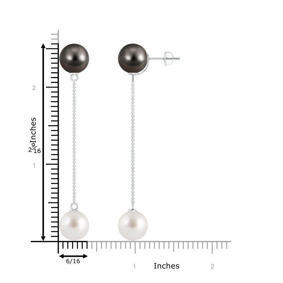 10mm AAA Tahitian & South Sea Cultured Pearl Long Chain Drop Earrings in White Gold product image