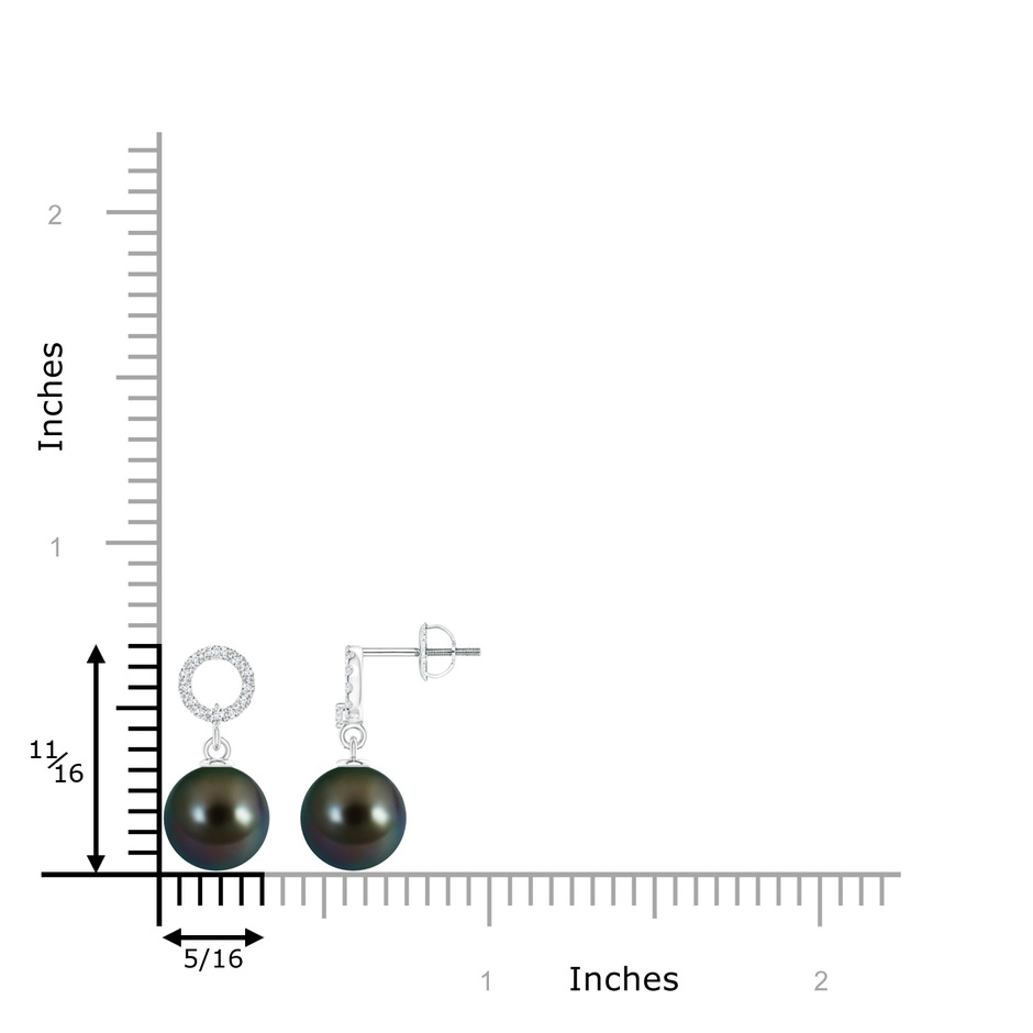 8mm AAAA Tahitian Pearl Circle Drop Earrings with Diamonds in White Gold product image