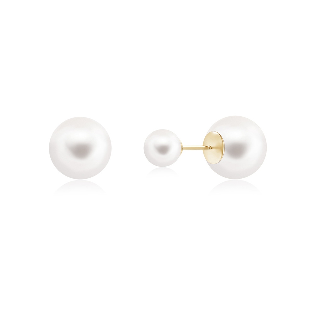 12mm AAA Freshwater Pearl Double Sided Stud Earrings in 18K Yellow Gold