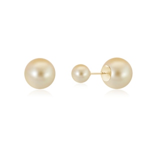 12mm AAA Golden South Sea Pearl Double Sided Stud Earrings in 18K Yellow Gold