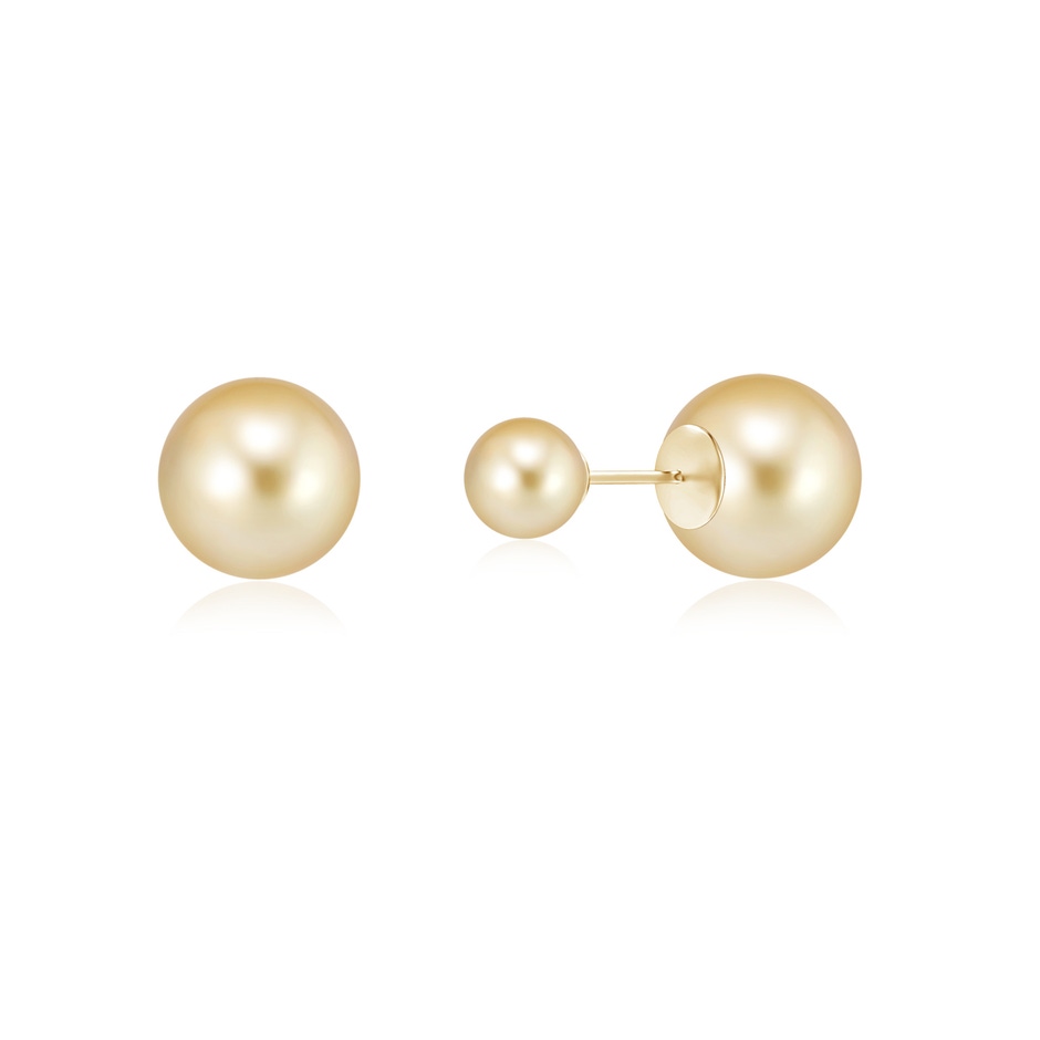 12mm AAAA Golden South Sea Pearl Double Sided Stud Earrings in 18K Yellow Gold 