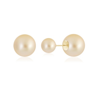 14mm AA Golden South Sea Pearl Double Sided Stud Earrings in 18K Yellow Gold