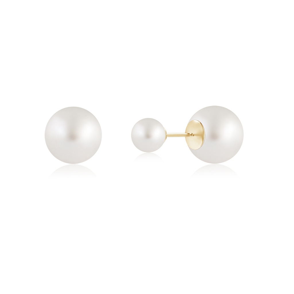 12mm AA South Sea Pearl Double Sided Stud Earrings in 18K Yellow Gold