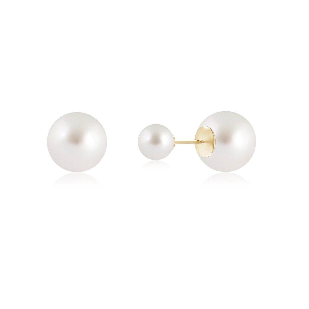 12mm AAA South Sea Pearl Double Sided Stud Earrings in 18K Yellow Gold