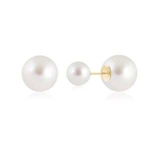 14mm AAA South Sea Pearl Double Sided Stud Earrings in 18K Yellow Gold