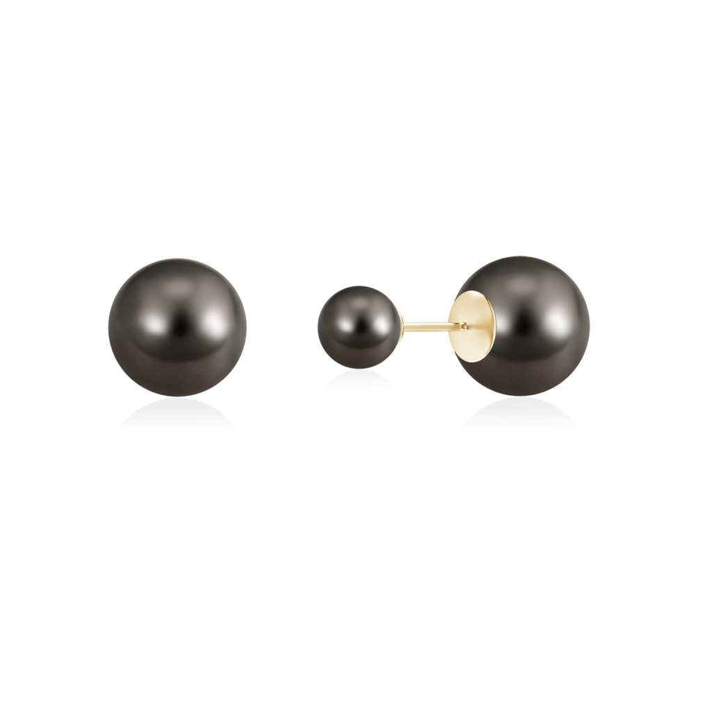 12mm AAA Tahitian Pearl Double Sided Stud Earrings in 18K Yellow Gold