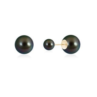 12mm AAAA Tahitian Pearl Double Sided Stud Earrings in 18K Yellow Gold