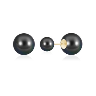 14mm AA Tahitian Pearl Double Sided Stud Earrings in 18K Yellow Gold