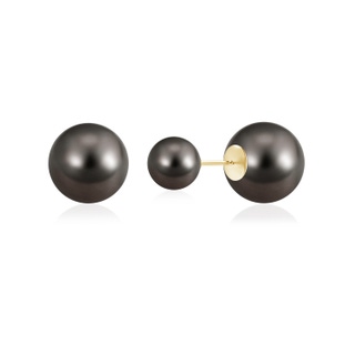 14mm AAA Tahitian Pearl Double Sided Stud Earrings in 18K Yellow Gold