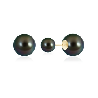 14mm AAAA Tahitian Pearl Double Sided Stud Earrings in 18K Yellow Gold