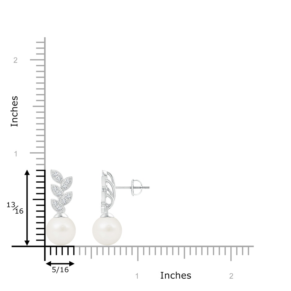 8mm A Freshwater Pearl & Diamond Leaf Earrings in 9K White Gold product image