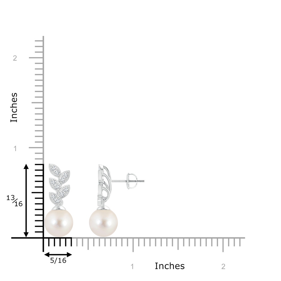 8mm AAAA Freshwater Pearl & Diamond Leaf Earrings in White Gold product image