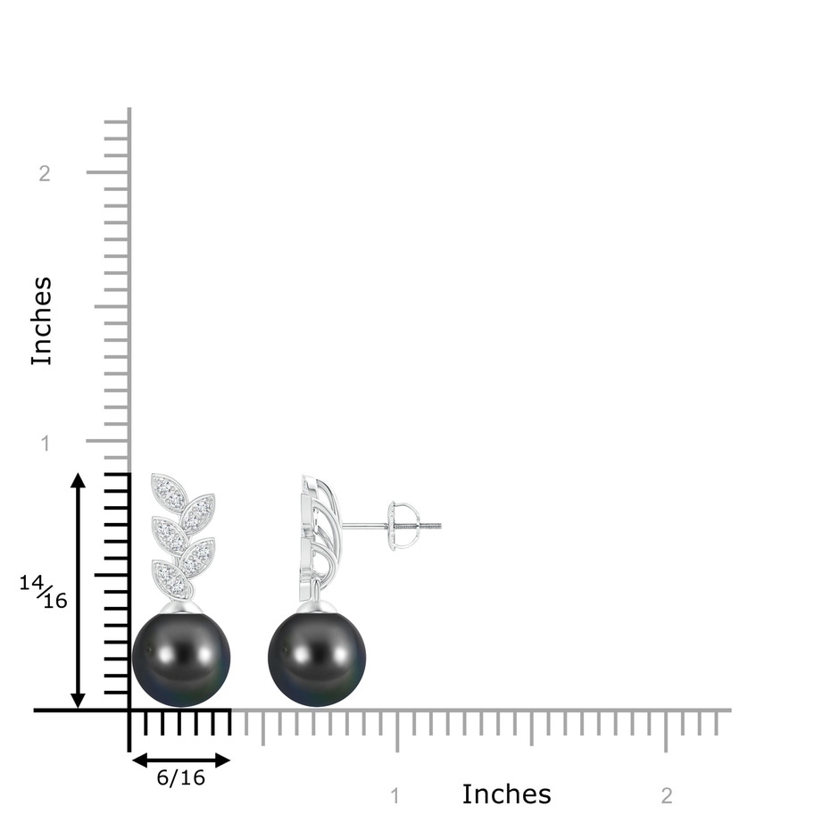 9mm AA Tahitian Pearl & Diamond Leaf Earrings in White Gold product image