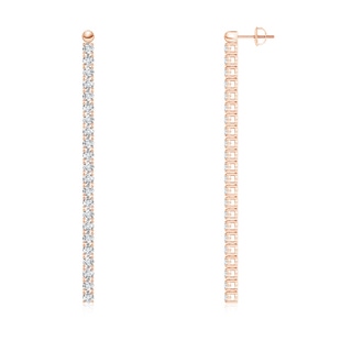 2.7mm GVS2 Prong-Set Diamond Long Bar Drop Earrings in Rose Gold