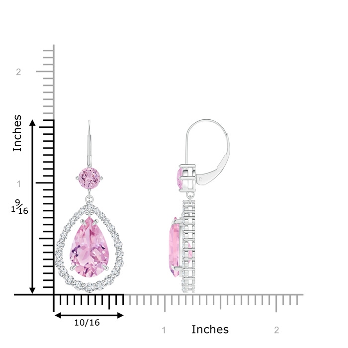 14x9mm AAA Floating Pear Kunzite Halo Drop Earrings with Diamonds in White Gold Product Image